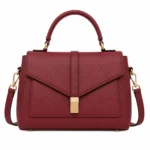 Bagnum Women's Burgundy Leather Satchel Top Handle Shoulder Handbag