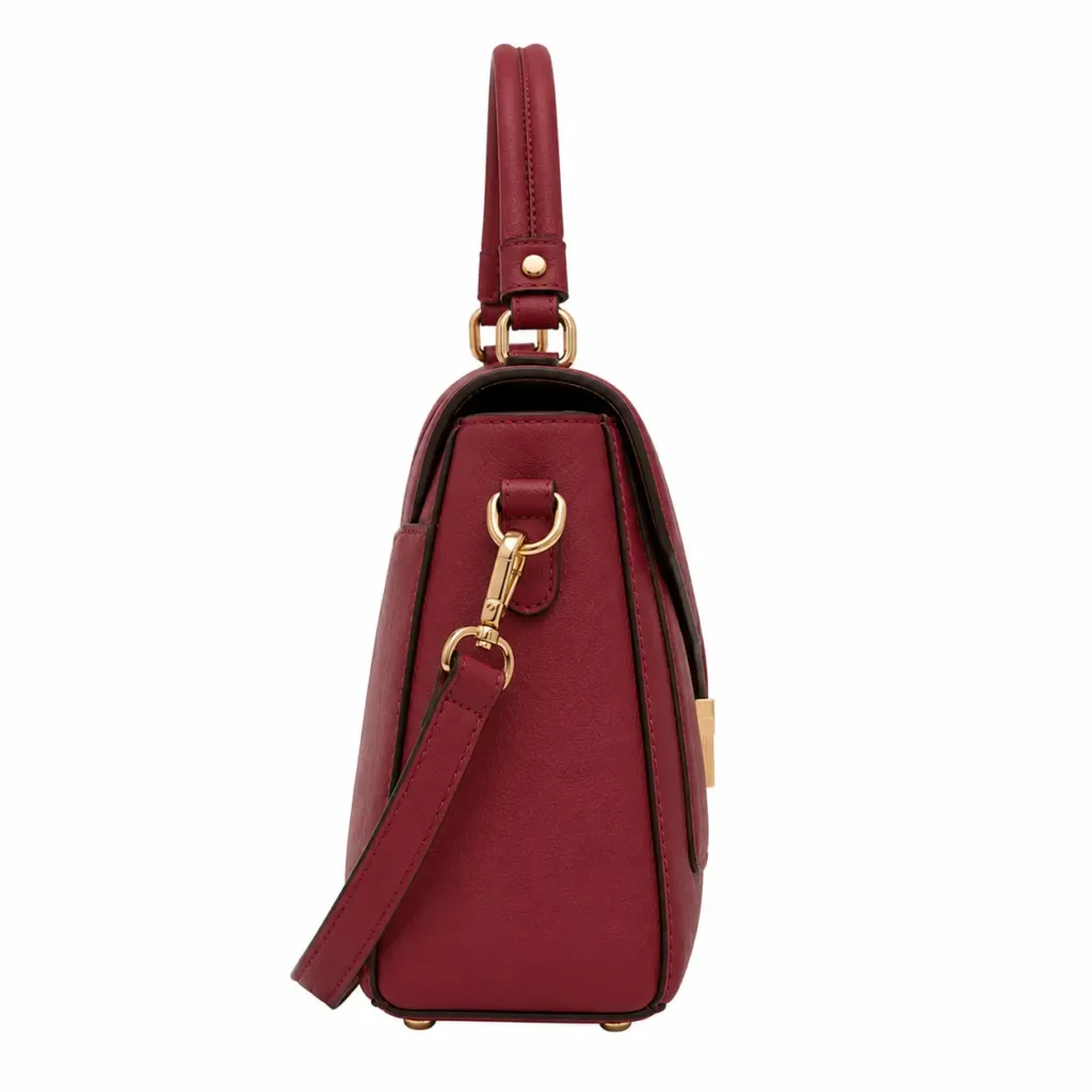 bagnum womens burgundy leather satchel top handle shoulder handbag2