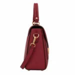 Bagnum Women's Burgundy Leather Satchel Top Handle Shoulder Handbag - Image 3