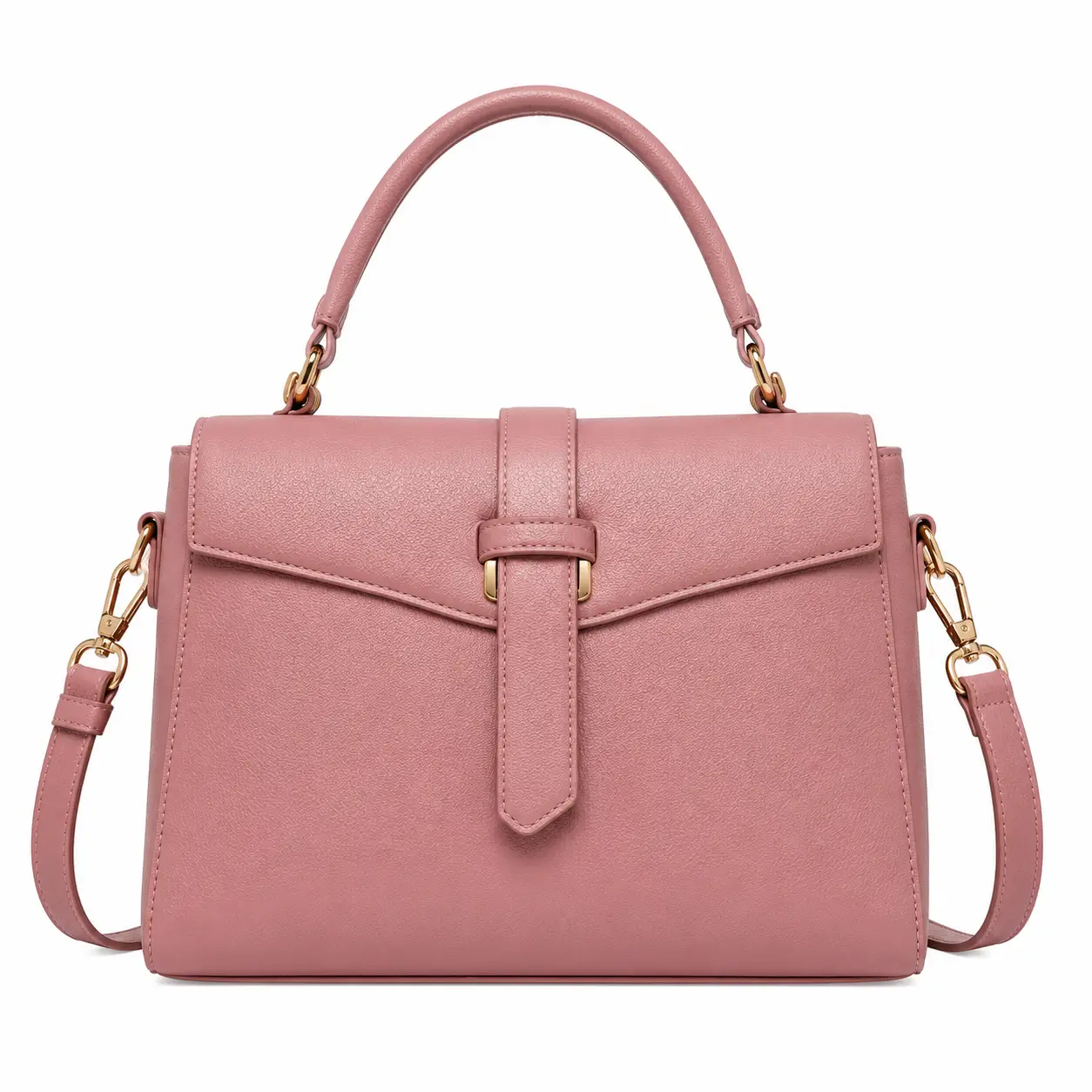 bagnum womens dusty pink leather satchel top handle shoulder handbag Bagnum Women's Dusty Pink Leather Satchel Top Handle Shoulder Handbag - Image 1