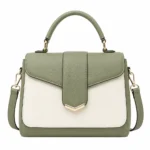 Bagnum Women's Green/White Triple Compartment Satchel Top Handle Shoulder Handbag
