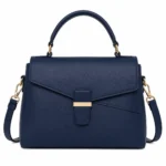 Bagnum Women's Navy Blue Leather Satchel Top Handle Shoulder Handbag