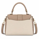 Bagnum Women's Taupe/Cream Color Block Satchel Top Handle Shoulder Handbag - Image 2
